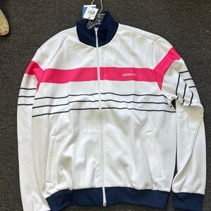 Adidas Original Men's White and Pink Track Jacket
